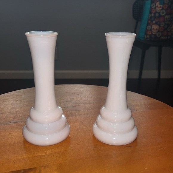 Vintage Randall White Milk Glass Beehive Bud Vase 6" Tall. Two for sale. - Picture 1 of 5